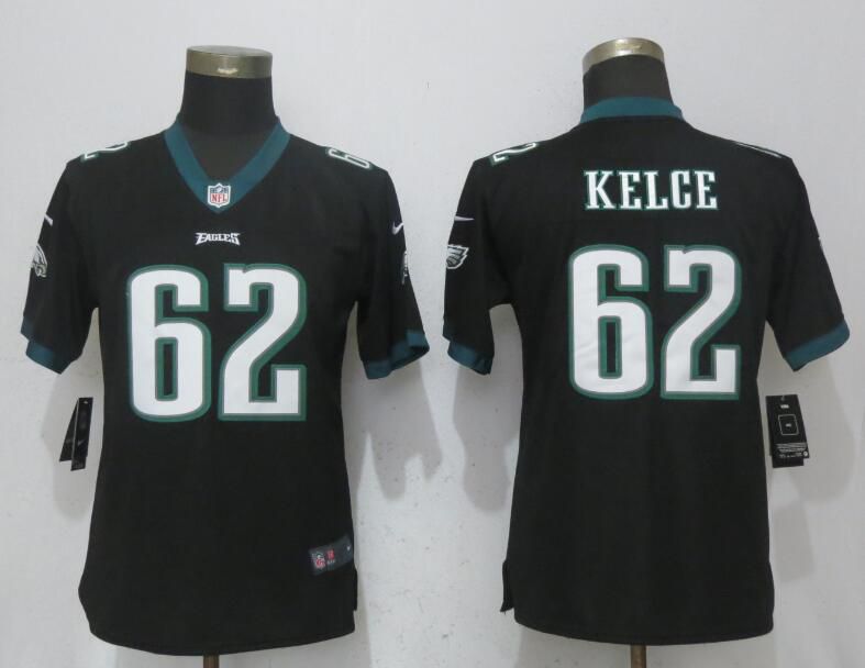 Women Philadelphia Eagles #62 Kelce Black Vapor Untouchable Nike Player NFL Jerseys->women nfl jersey->Women Jersey